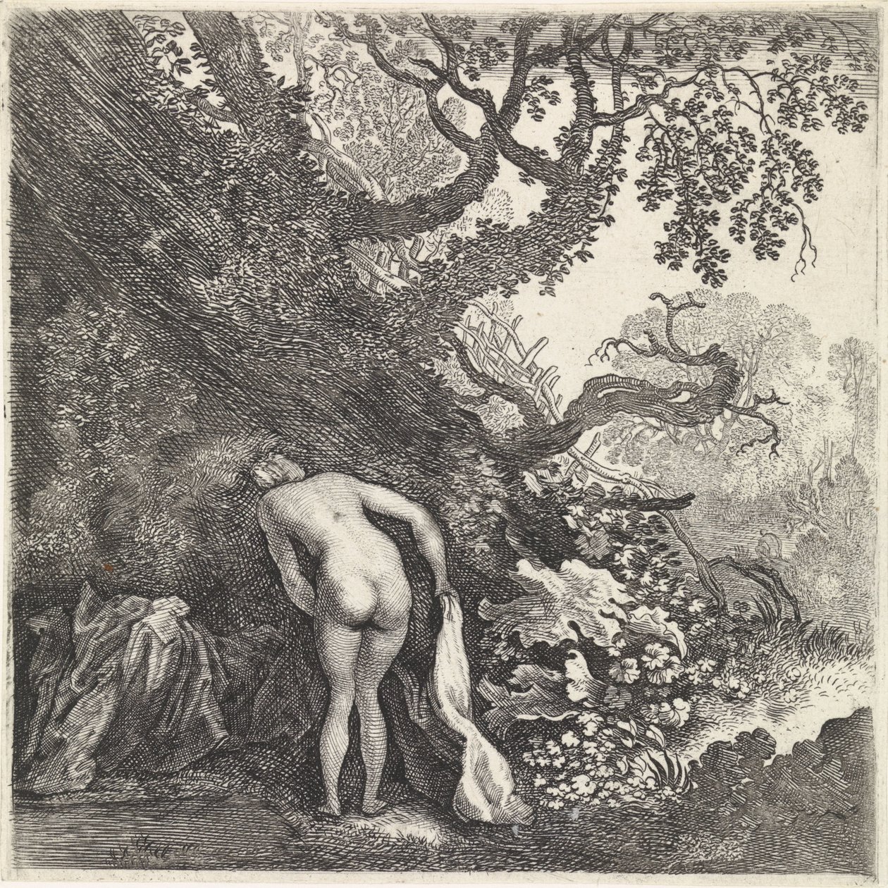 Bathing Woman Seen from Behind by Moyses van Wtenbrouck
