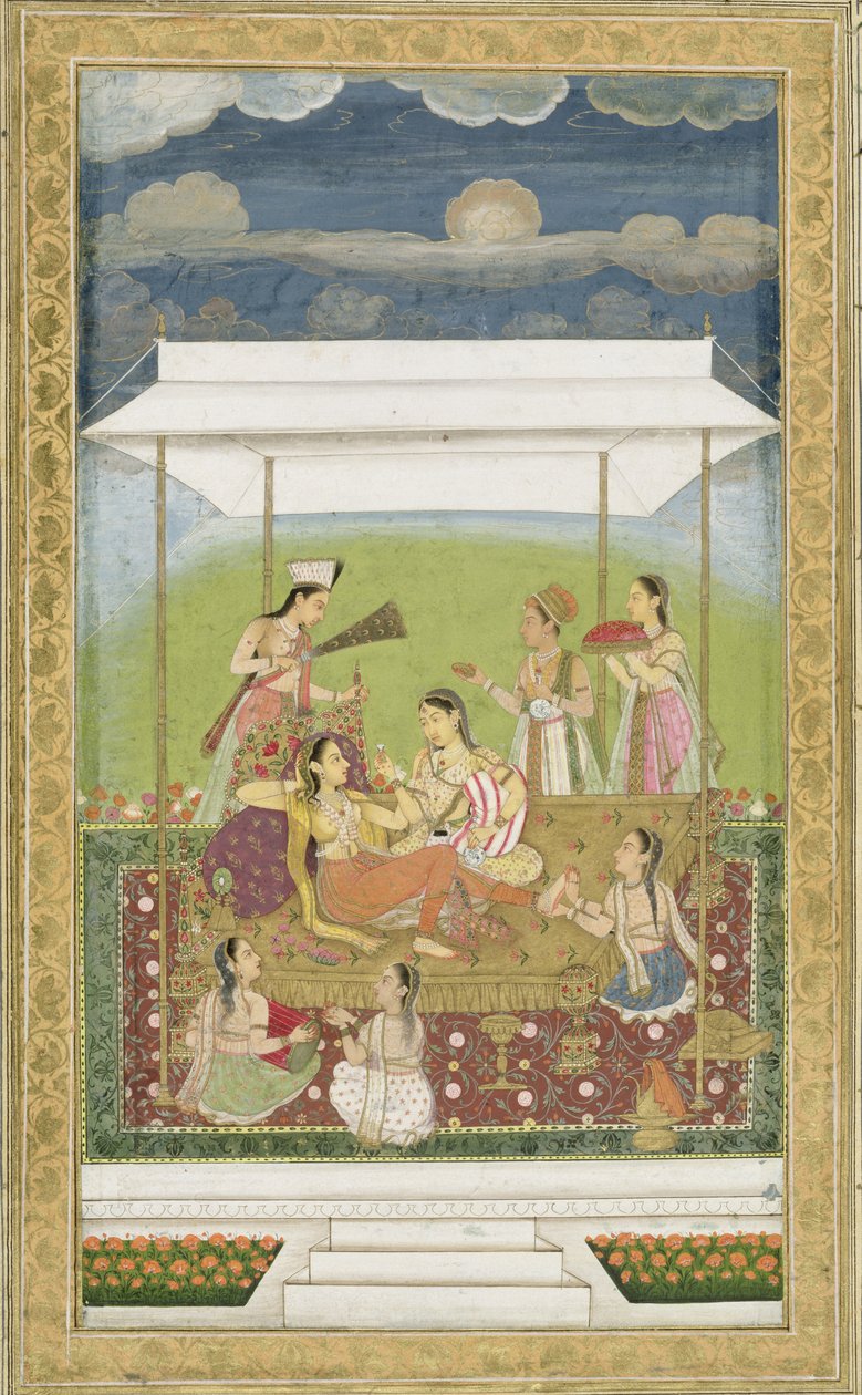 Ladies Listening to Music in a Garden, from the Small Clive Album by Mughal School
