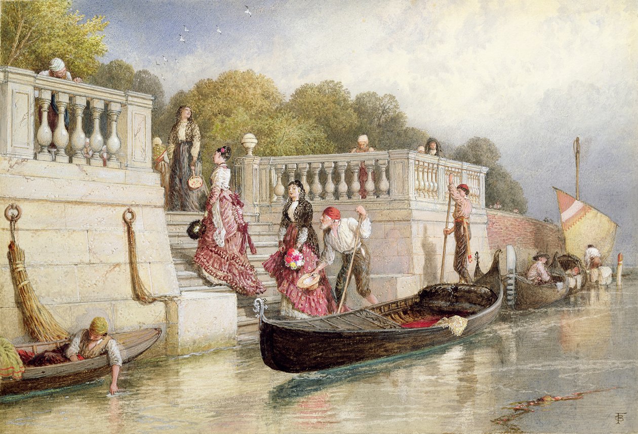 Disembarking from the Gondola, Venice by Myles Birket Foster