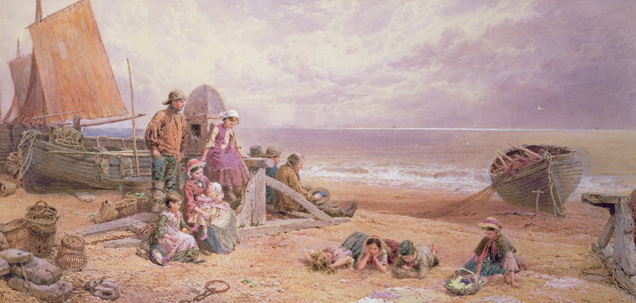 Rottingdean, Beach Scene by Myles Birket Foster
