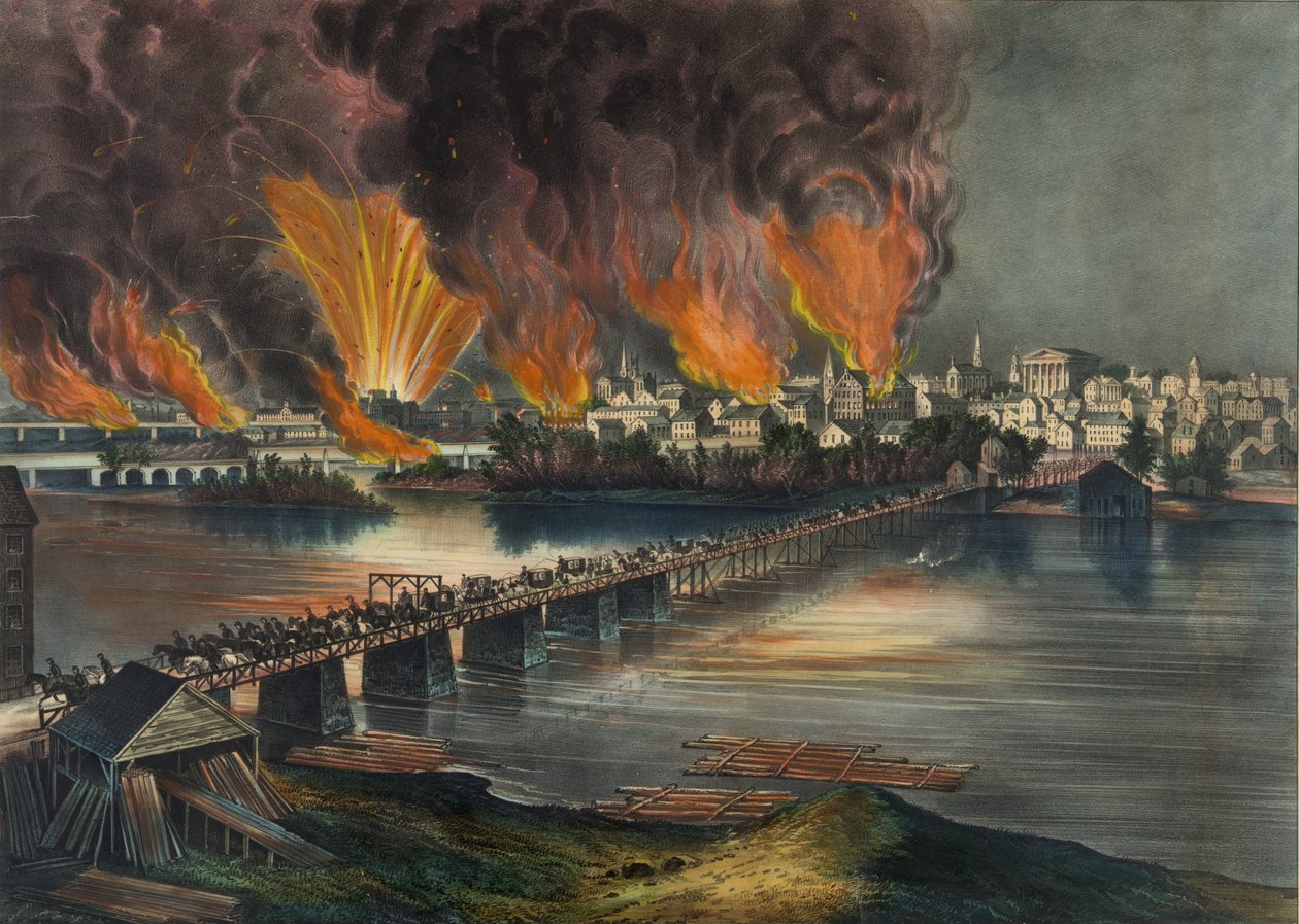 The Fall of Richmond, Virginia on the Night of April 2nd 1865 by Nathaniel Currier