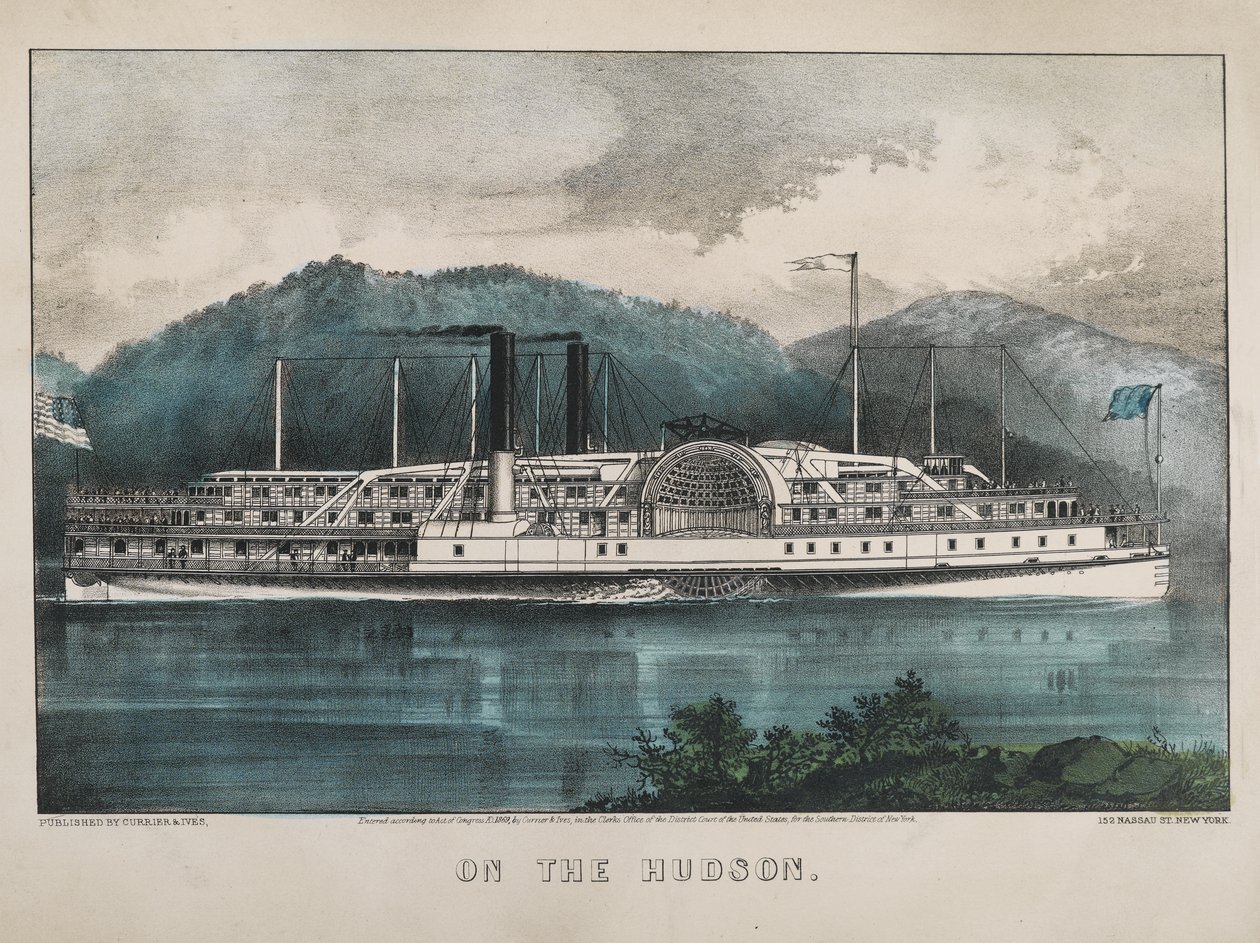 On the Hudson, 1869 by N. and Ives, J.M. Currier