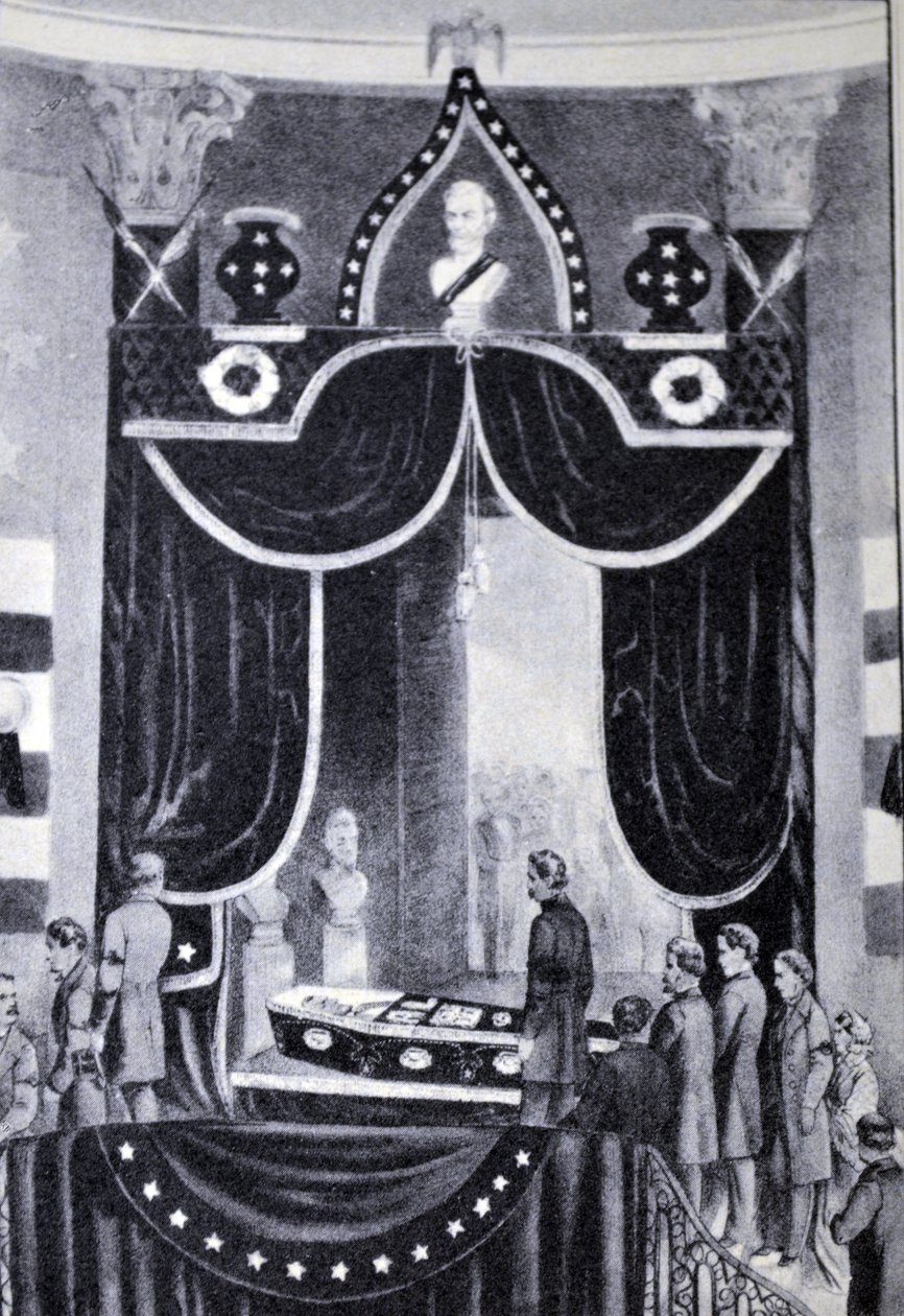 Currier & Ives Illustration 19th Century. The Body of the Martyr President, Abraham Lincoln by N. and Ives, J.M. Currier