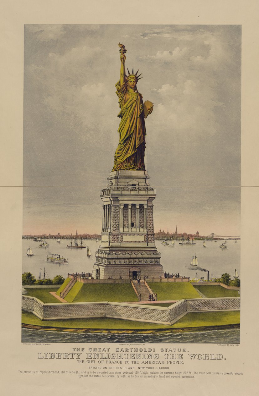 The Great Bartholdi Statue, Liberty Enlightening the World, The Gift of France to the American People, c.1885 by Currier and Ives