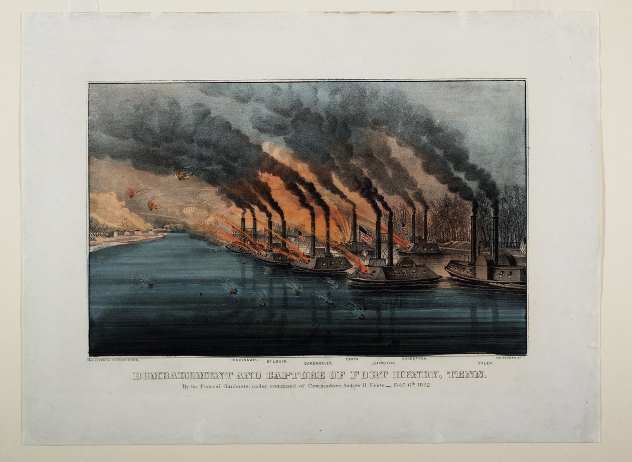 Bombardment and Capture of Fort Henry, Tennessee, c.1862 by N. and Ives, J.M. Currier