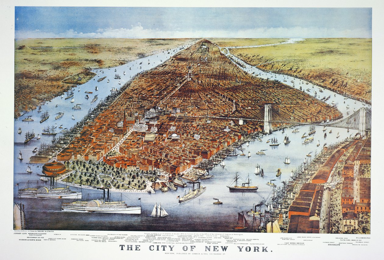 City of New York, 1876 by N. and Ives, J.M. Currier