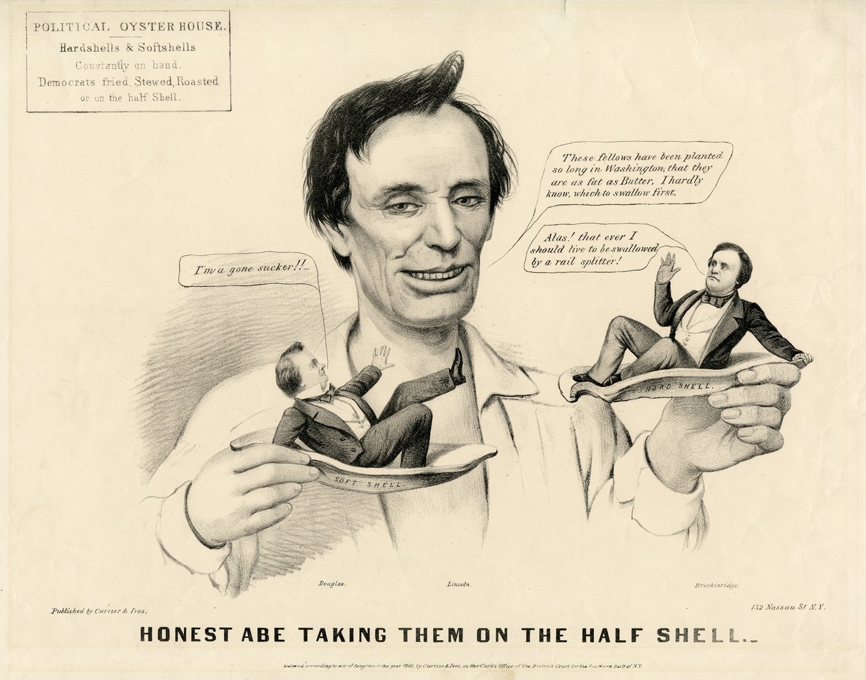 Honest Abe Taking them on the Half Shell by N. and Ives, J.M. Currier