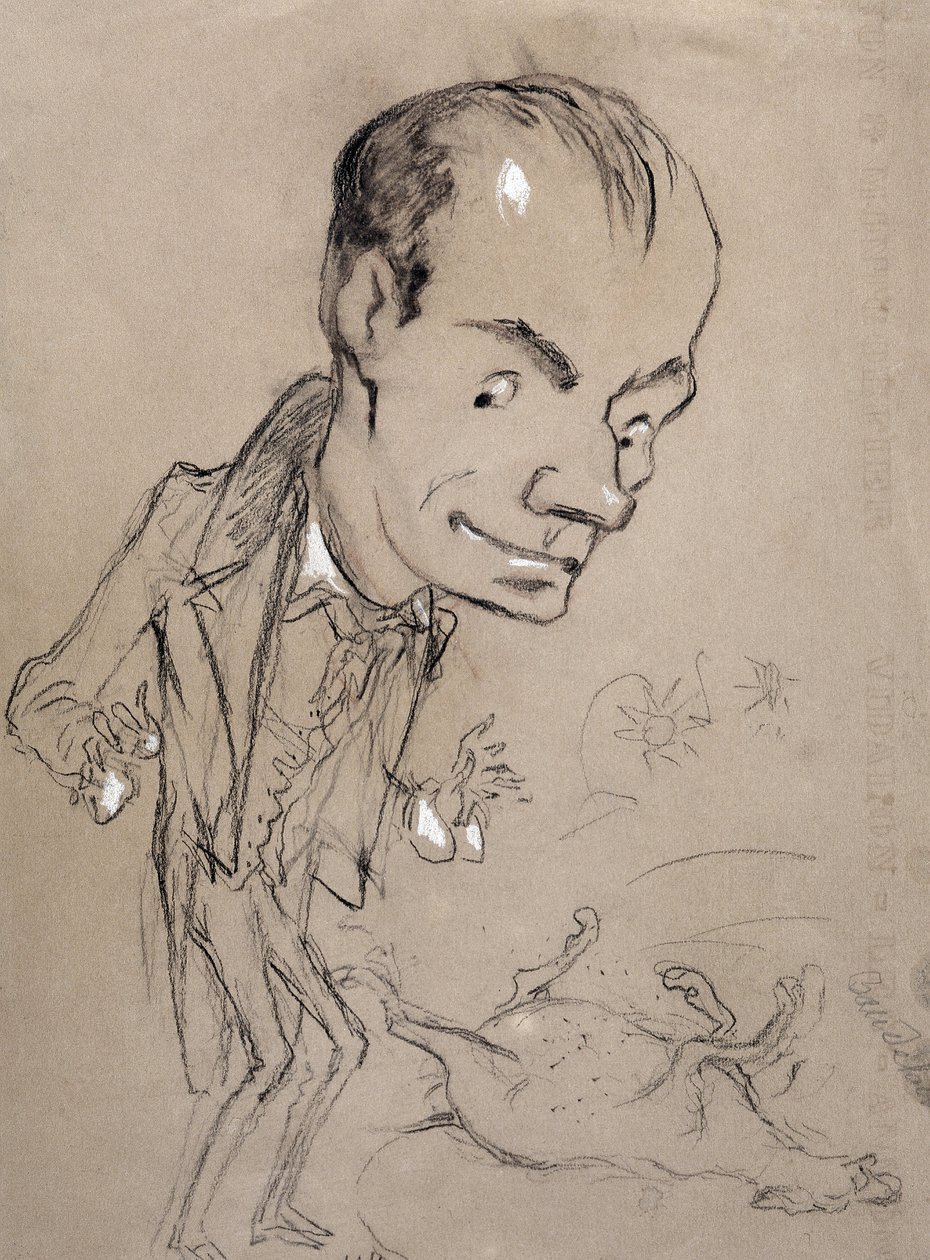 Baudelaire astonishes in front of a dead horse and on his back. Representation of Charles Baudelaire by Nadar