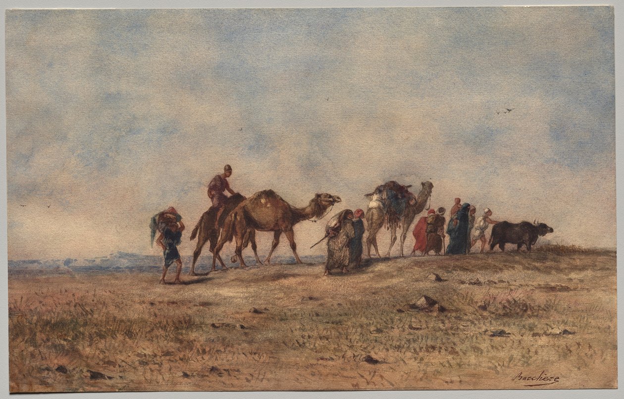 A Caravan in the Desert by Narcisse Berchere