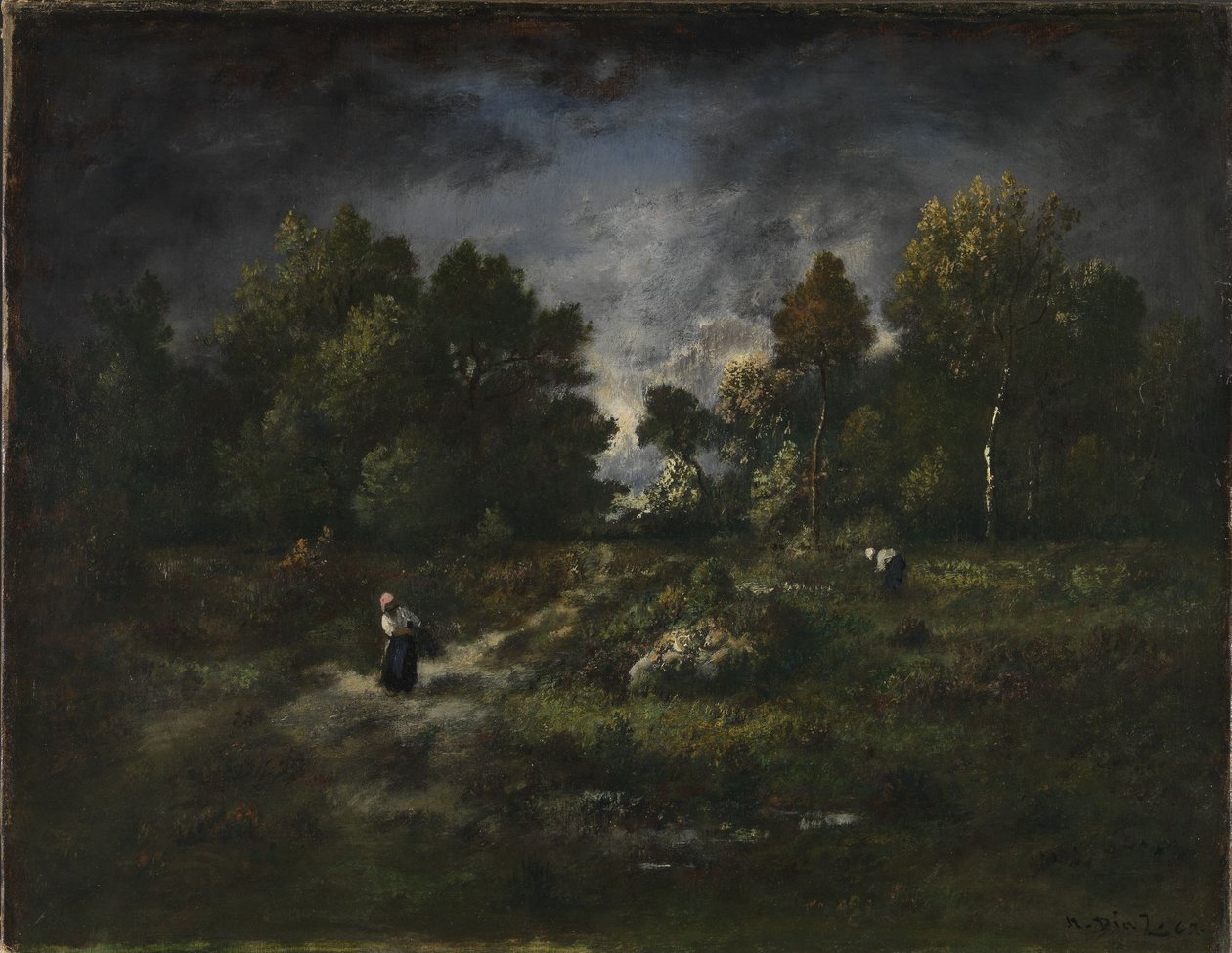 Forest Landscape with Wood Gatherers by Narcisse Virgile Diaz de la Peña