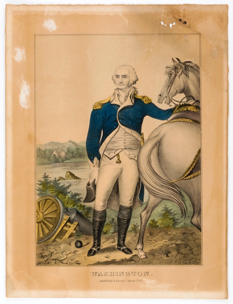 Washington (Standing by His Horse) by Nathaniel Currier