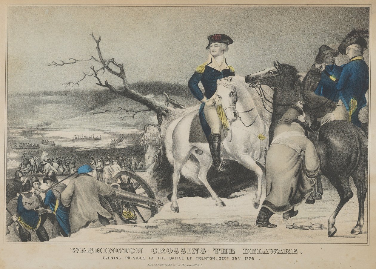 Washington Crossing the Delaware-Evening Previous to the Battle of Trenton, December 25th by Nathaniel Currier