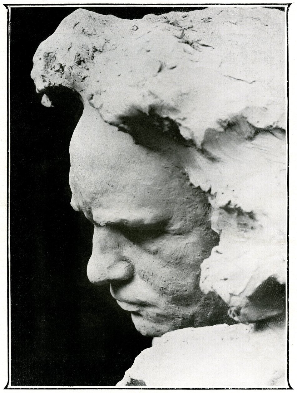 Profile face of Ludwig van Beethoven (1770-1827), detail of a bronze bust by Naum Aronson