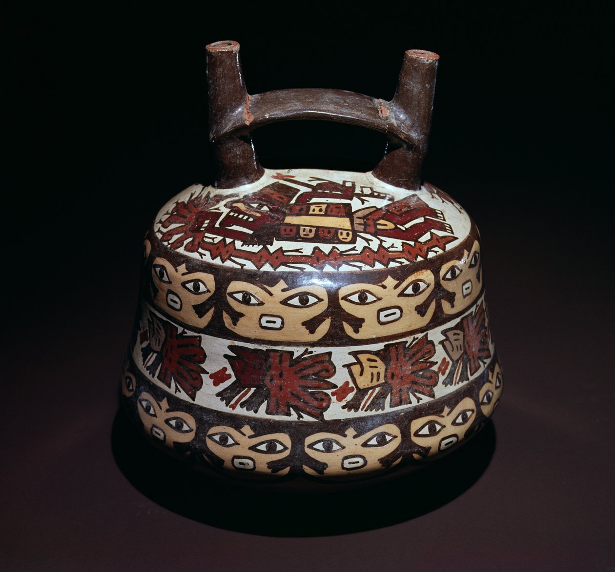 Jar with twin spouts and a bridge handle, Late Nazca style