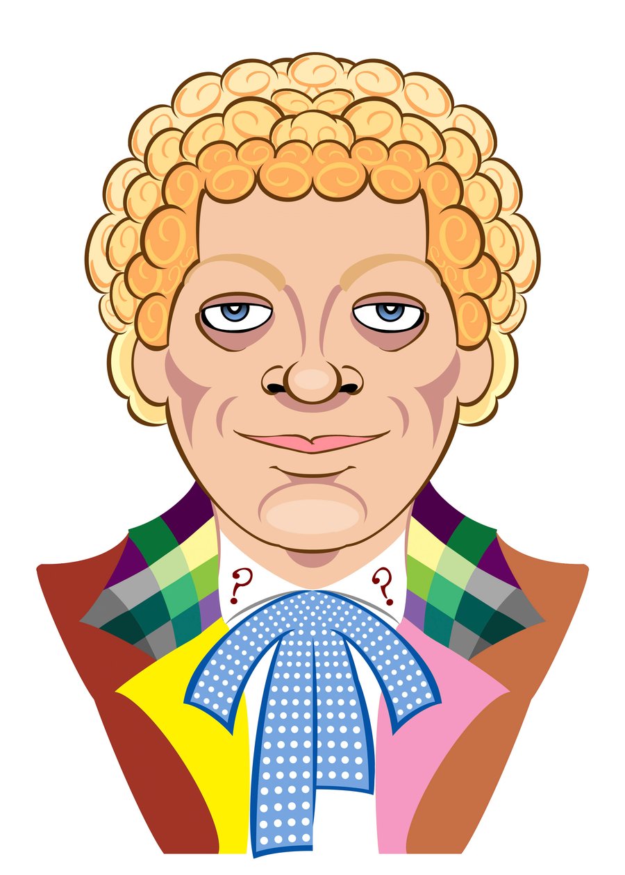 Colin Baker as Doctor Who - caricature by Neale Osborne