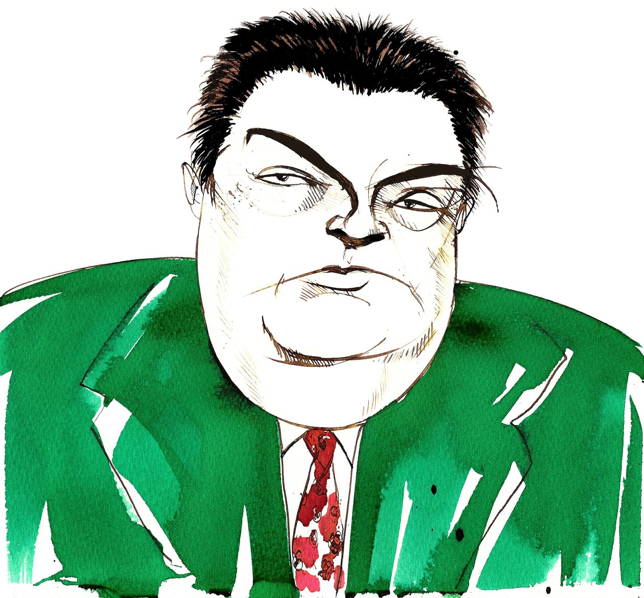 Darius Milhaud, French composer, teacher, and member of Les Six; caricature by Neale Osborne