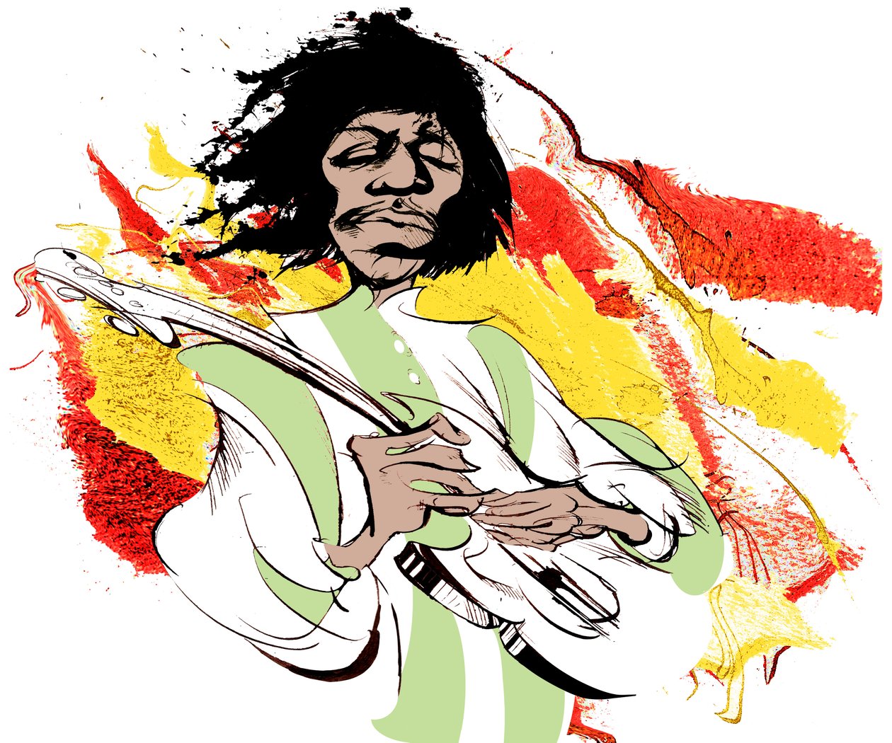 Jimi Hendrix, American Guitarist (1942-70) (Colour Caricature) by Neale Osborne