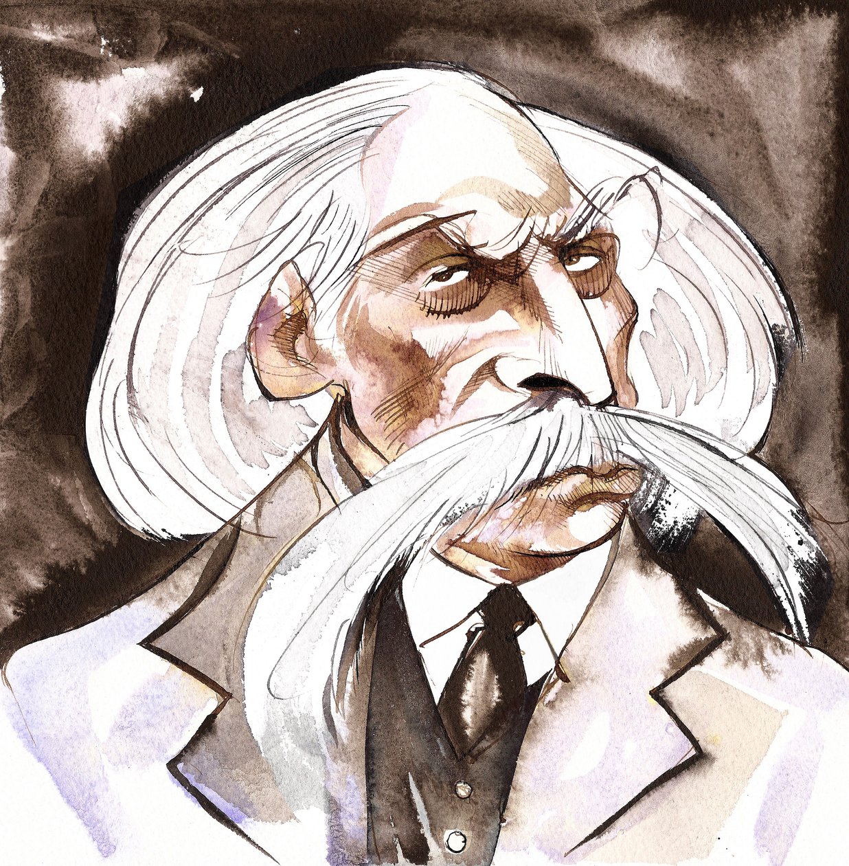 Karl Goldmark, Hungarian composer (1830-1915); color caricature