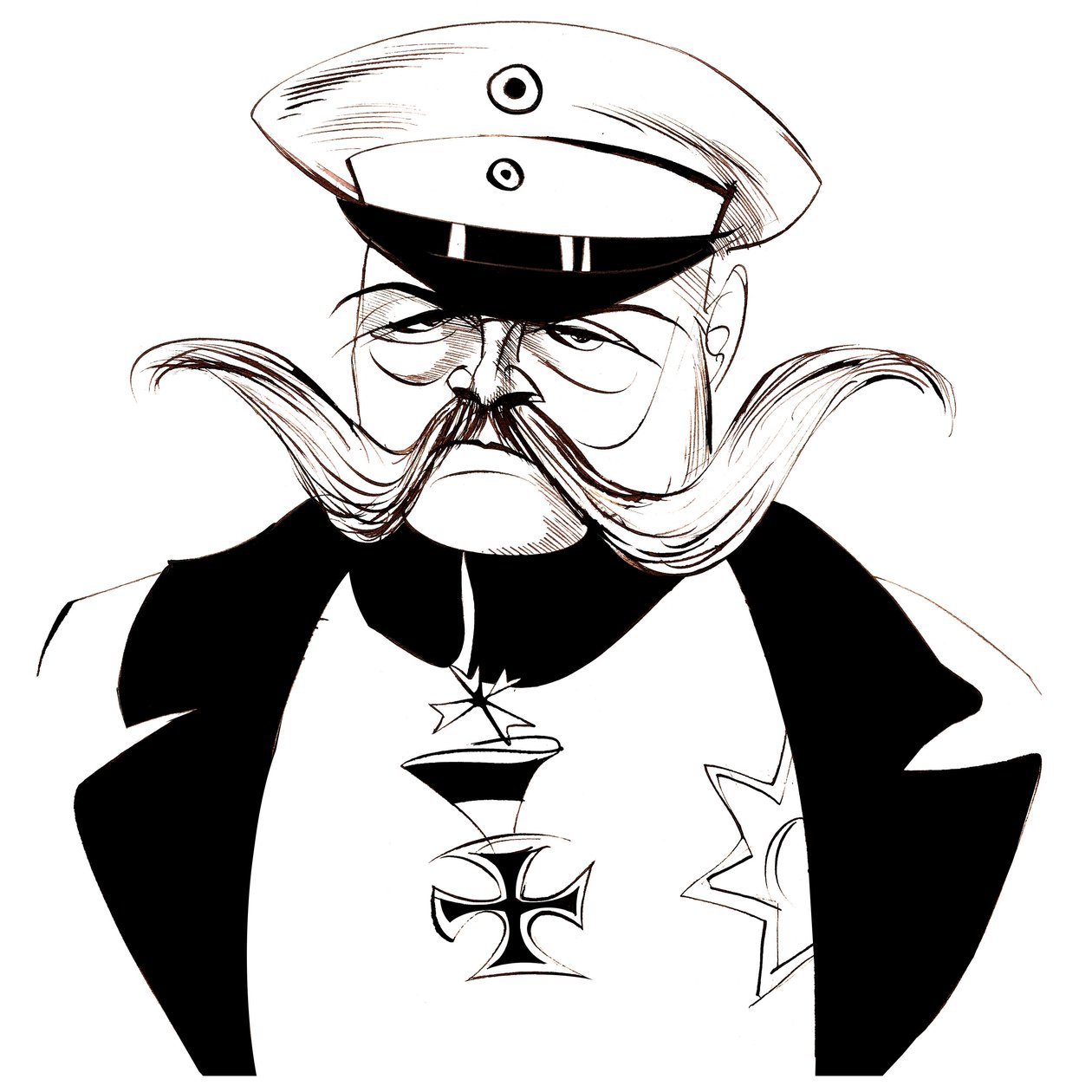 Paul von Hindenburg, Polish-born, German general and president (1847-1934); black-and-white caricature by Neale Osborne