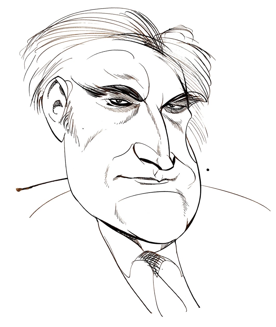 Ted Hughes - caricature of English poet laureate, 1930 - 1998 by Neale Osborne