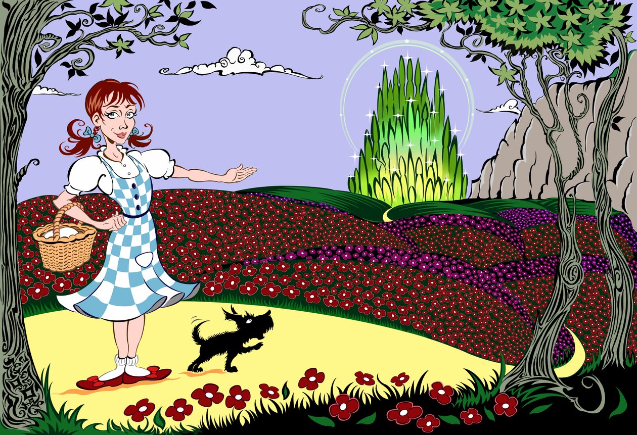 The Wonderful Wizard of Oz: Dorothy and Toto on the Yellow Brick Road on the way to the Emerald City by Neale Osborne