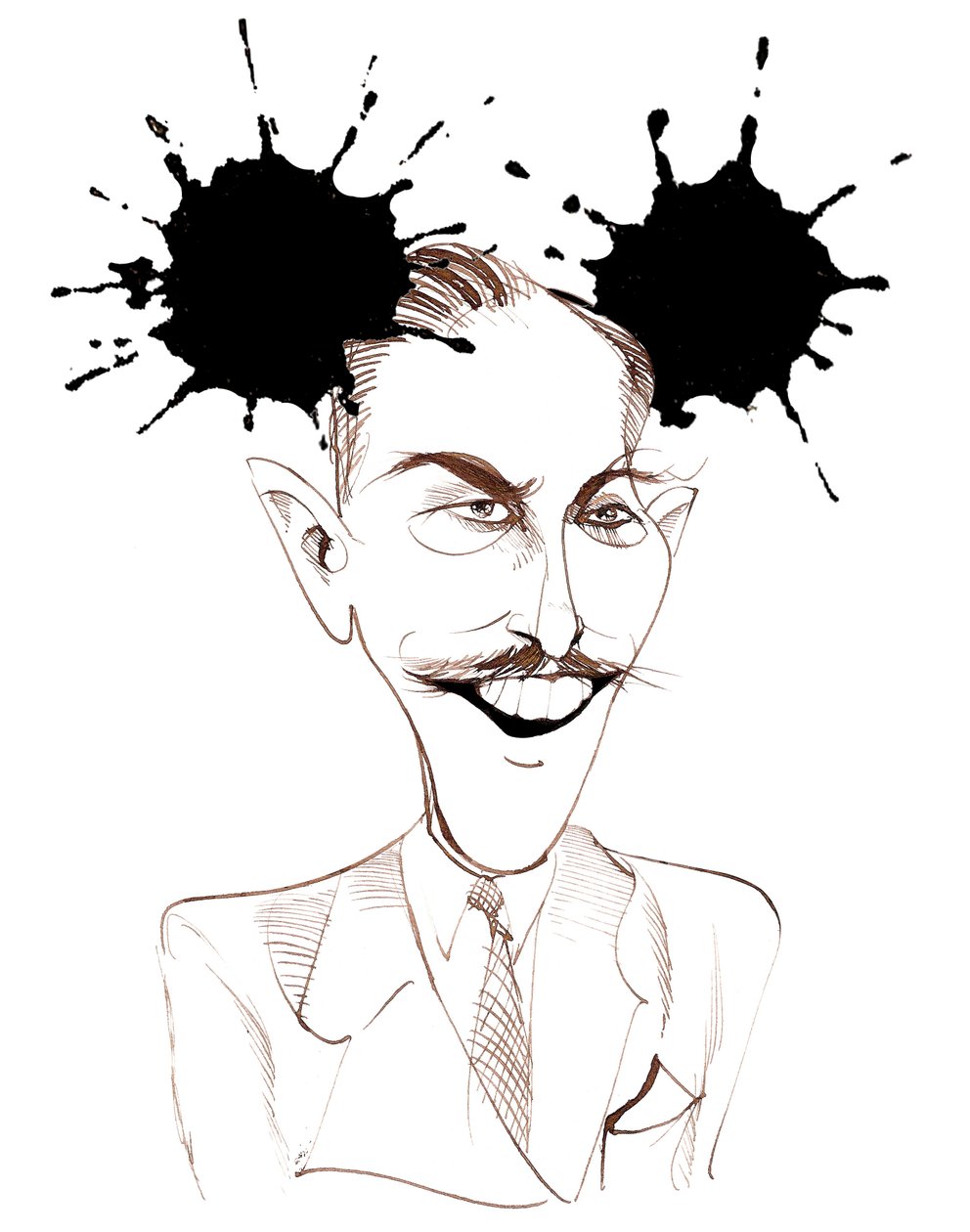 Walt Disney, American film producer, business magnate, cartoonist and animator; caricatured with Mickey Mouse by Neale Osborne