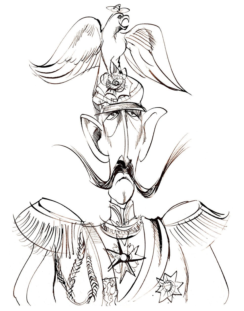 William II, Emperor of Germany; King of Prussia (1859-1941); caricature with eagle helmet by Neale Osborne