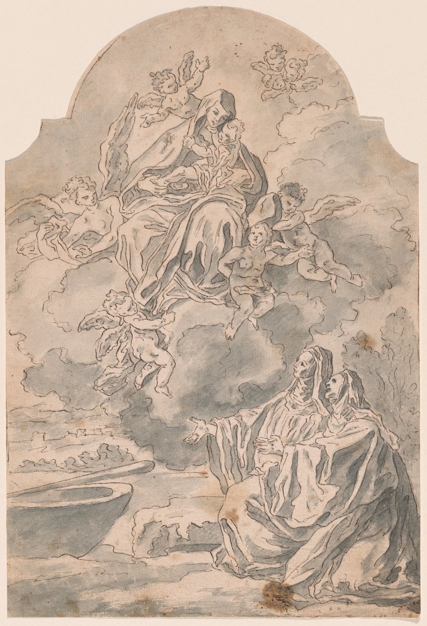 The Virgin and Child Appearing to Two Female Monastics by Neapolitan 17th Century
