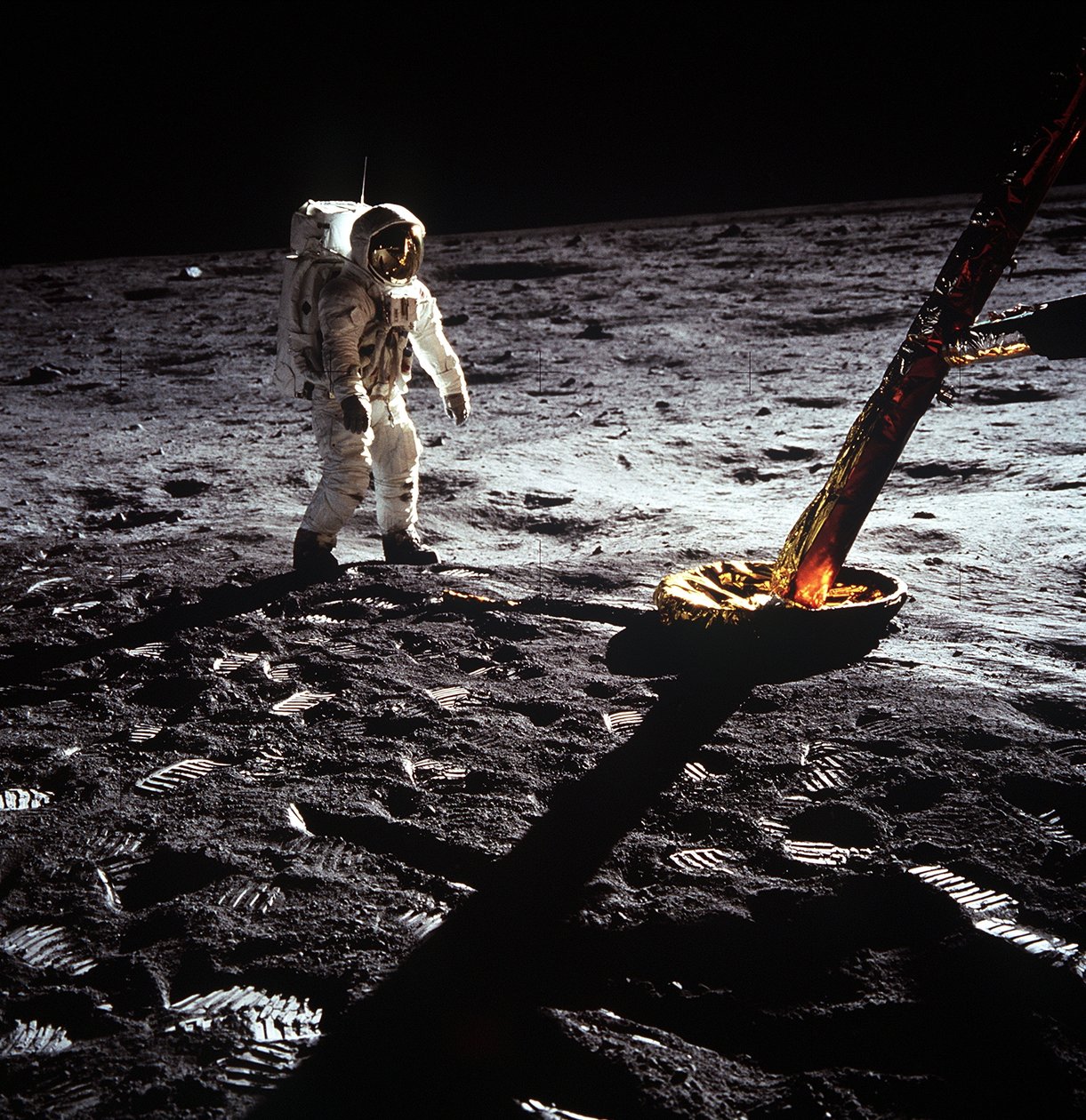 Buzz Aldrin by the Leg of the Lunar Module, Apollo II Mission by Neil Armstrong