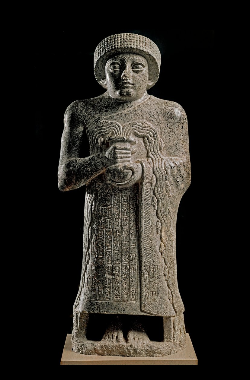 Sumerian Art: Detail of the Statue of Gudea, Prince of Lagash known as 