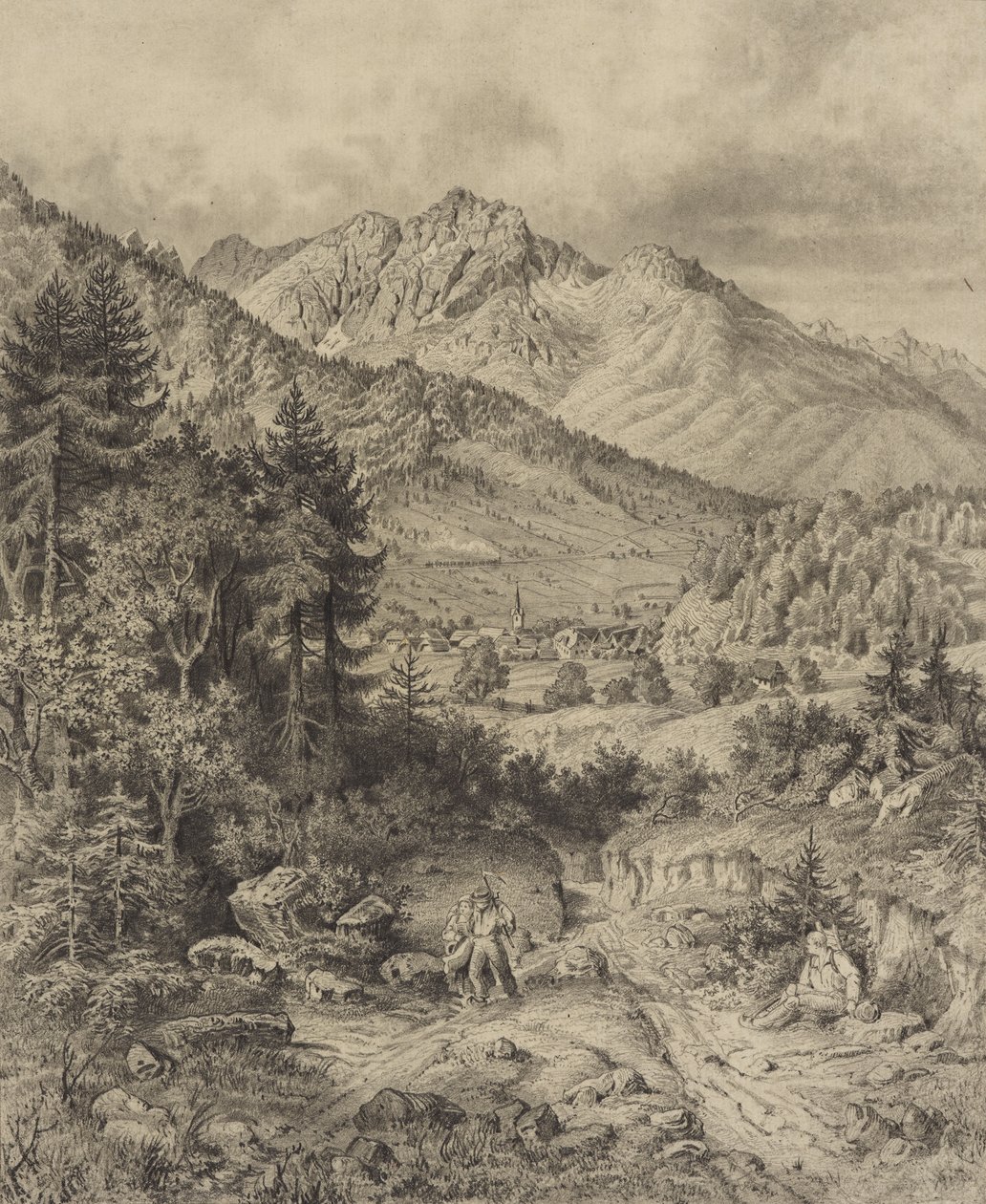 Alpine Landscape with Staffage by 