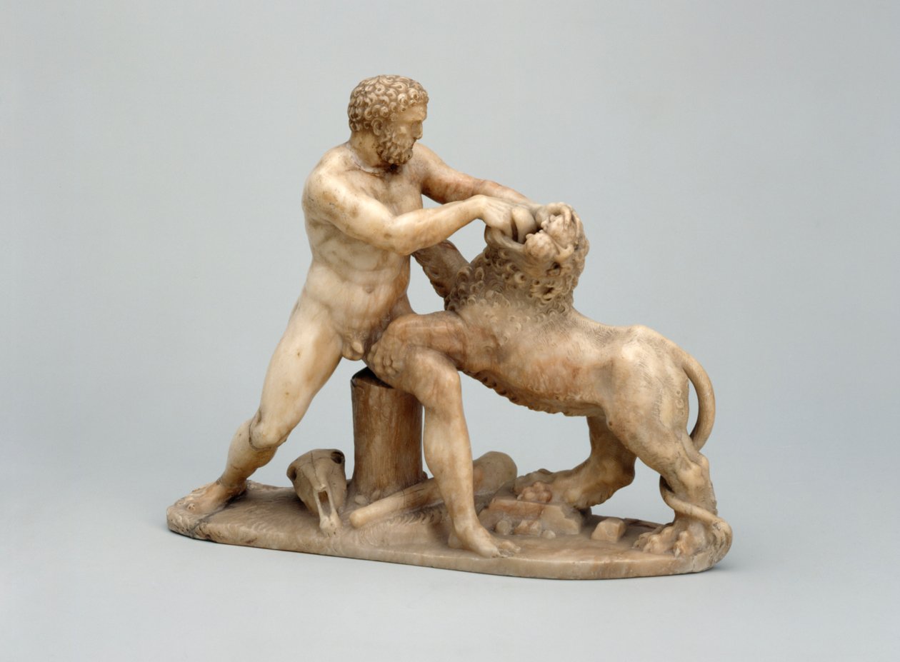 Hercules wrestling the Nemean Lion by Netherlandish School