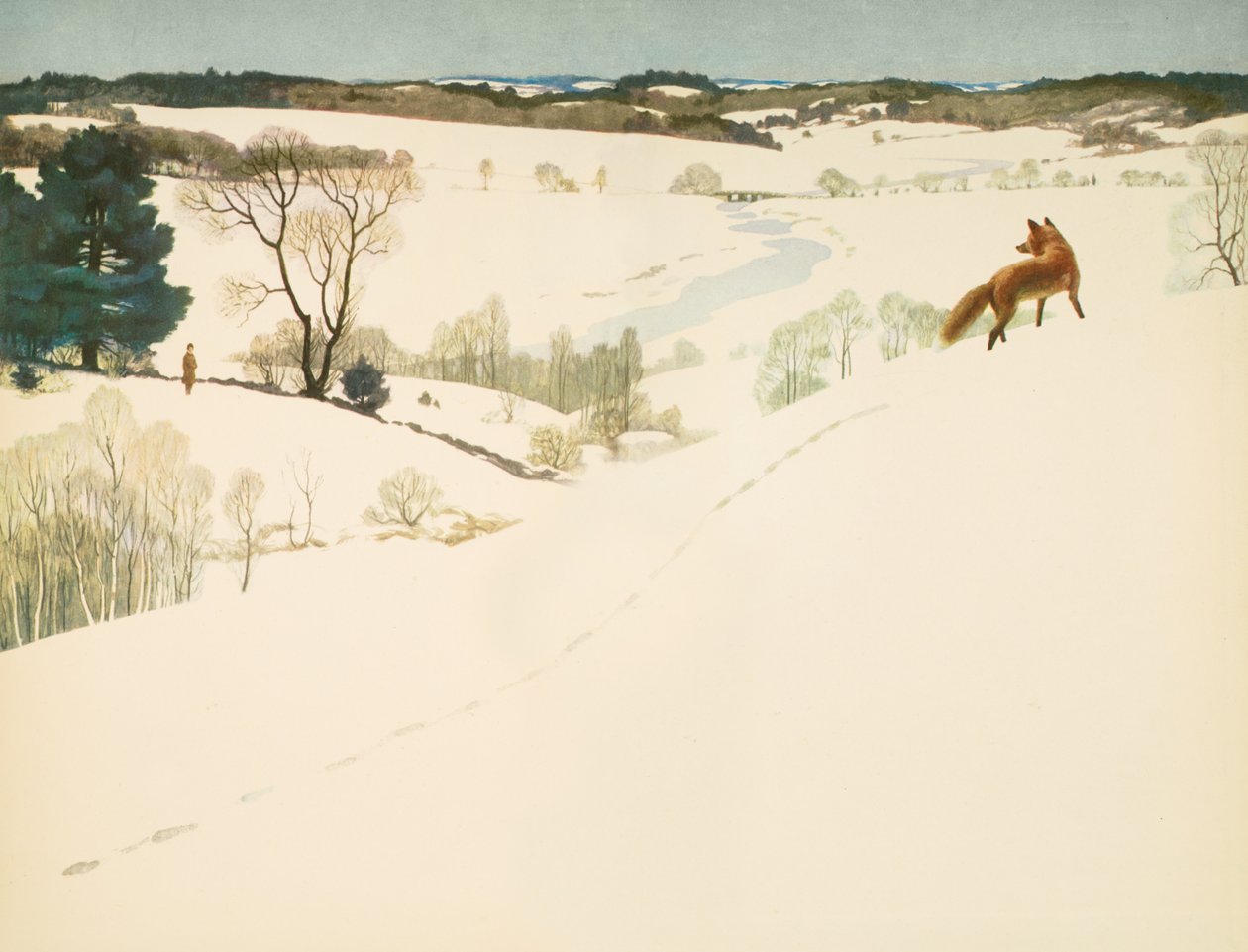 Fox in the Snow, endpaper in 'Men of Concord', by David Thoreau