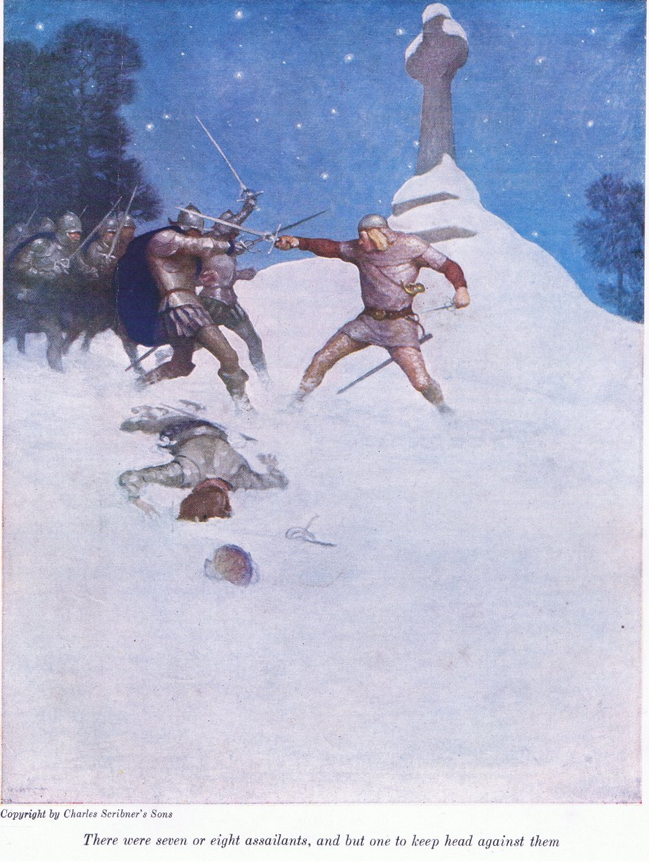 There Were Seven or Eight Assailants, and But One to Keep Head Against Them by Newell Convers Wyeth