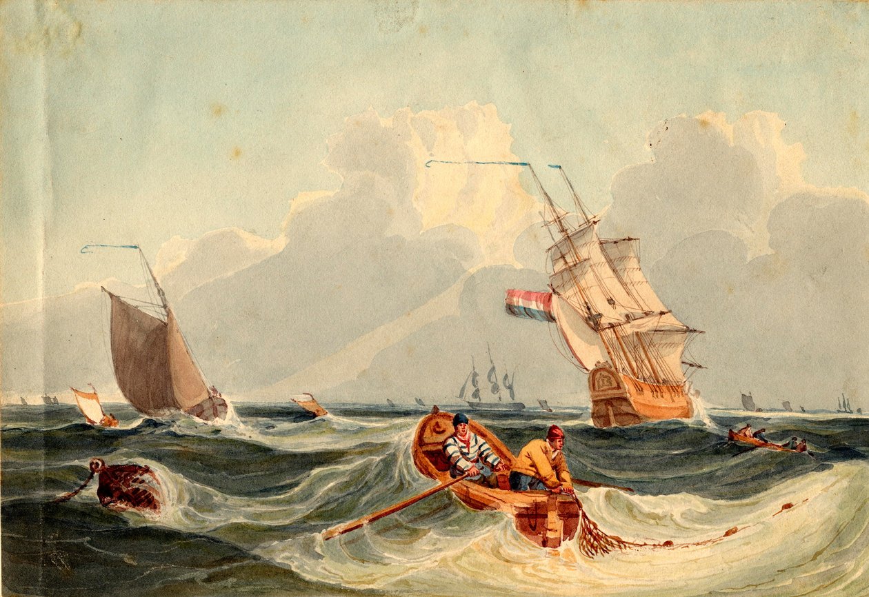 Seascape with Shipping by Nicholas Pocock: Fine art print