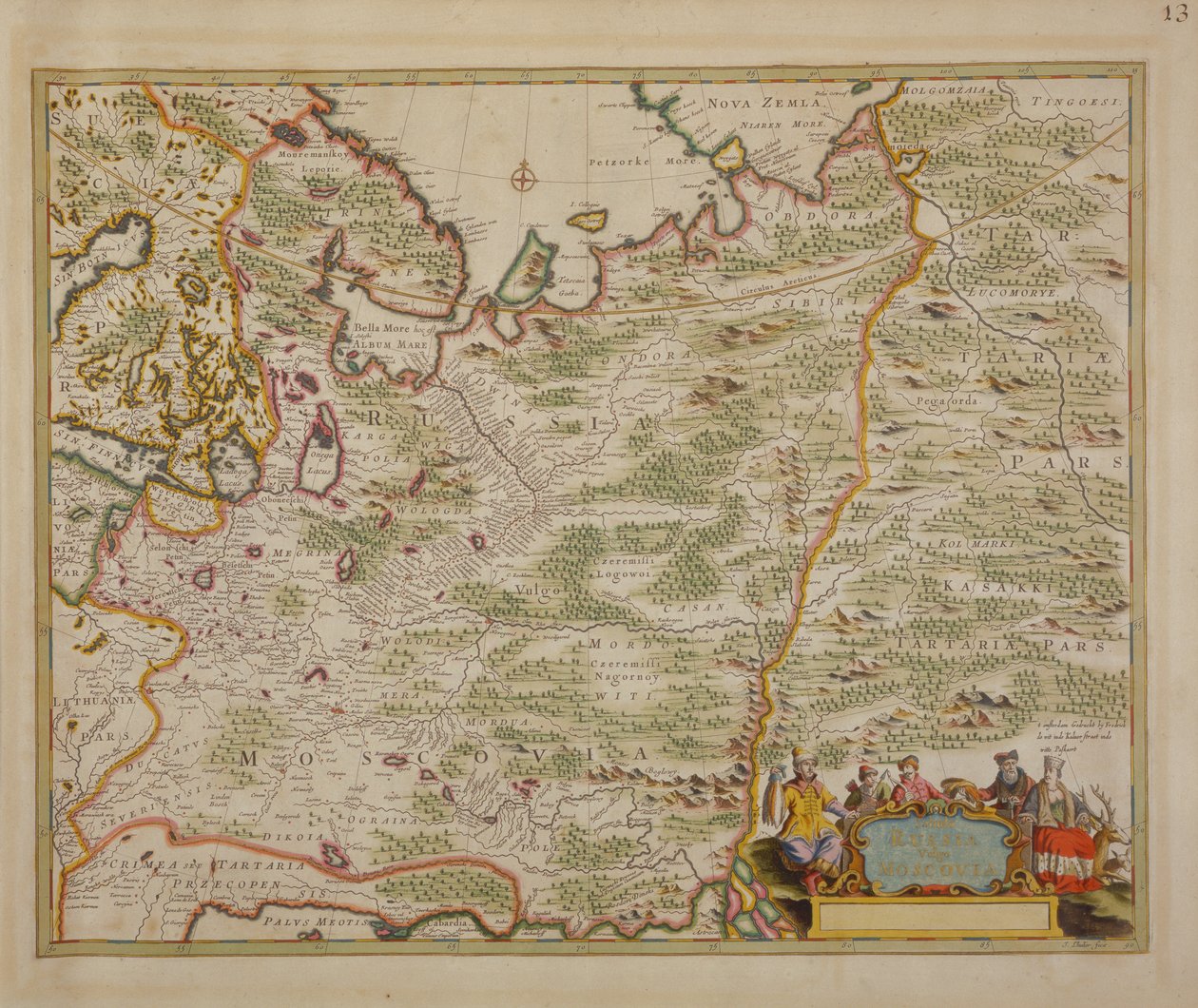Map of Russia and Eastern Europe from Atlas Minor, 1745 by Nicolaes Jansz Visscher