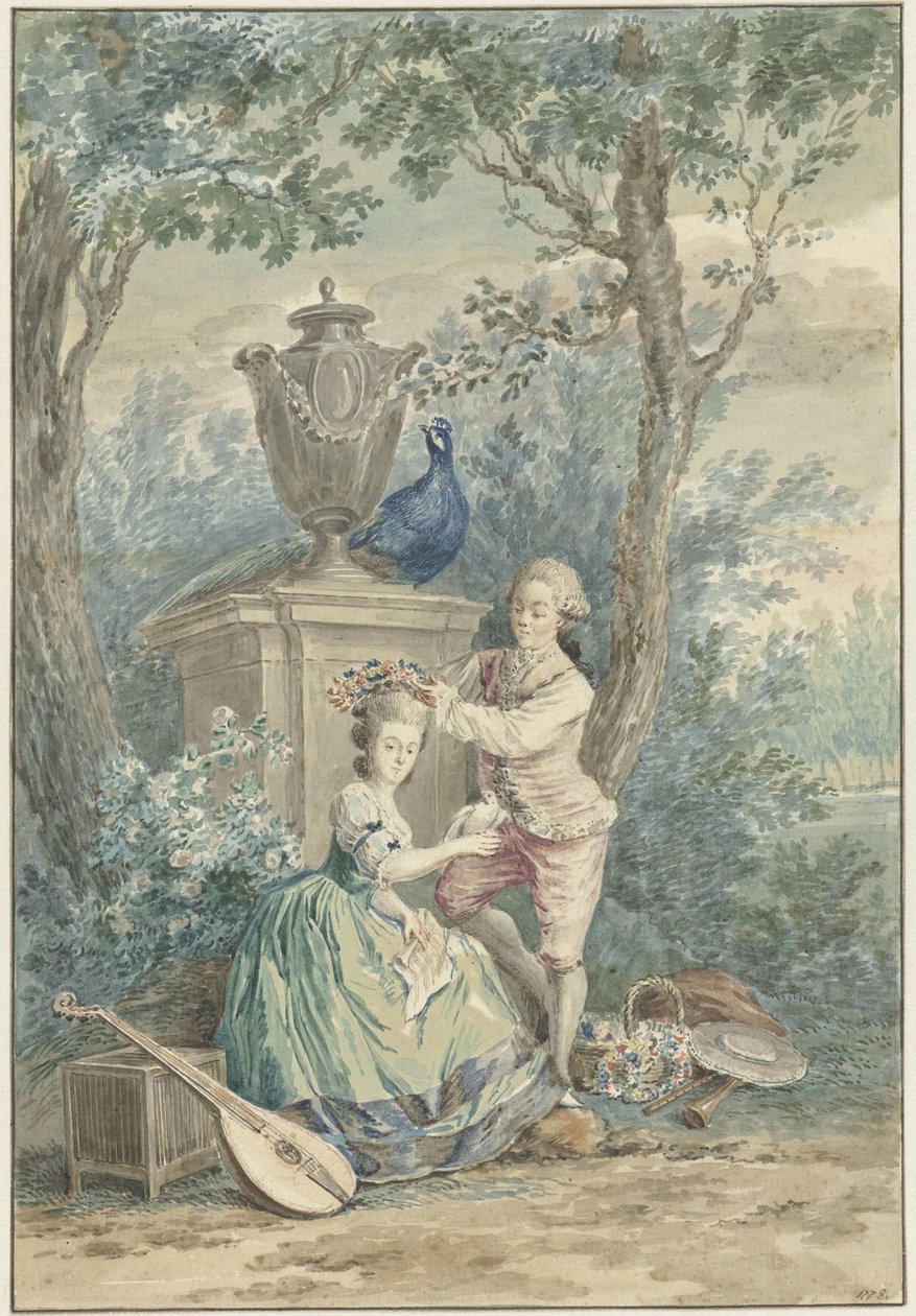 Elegant Couple in a Park by Nicolaes Muys