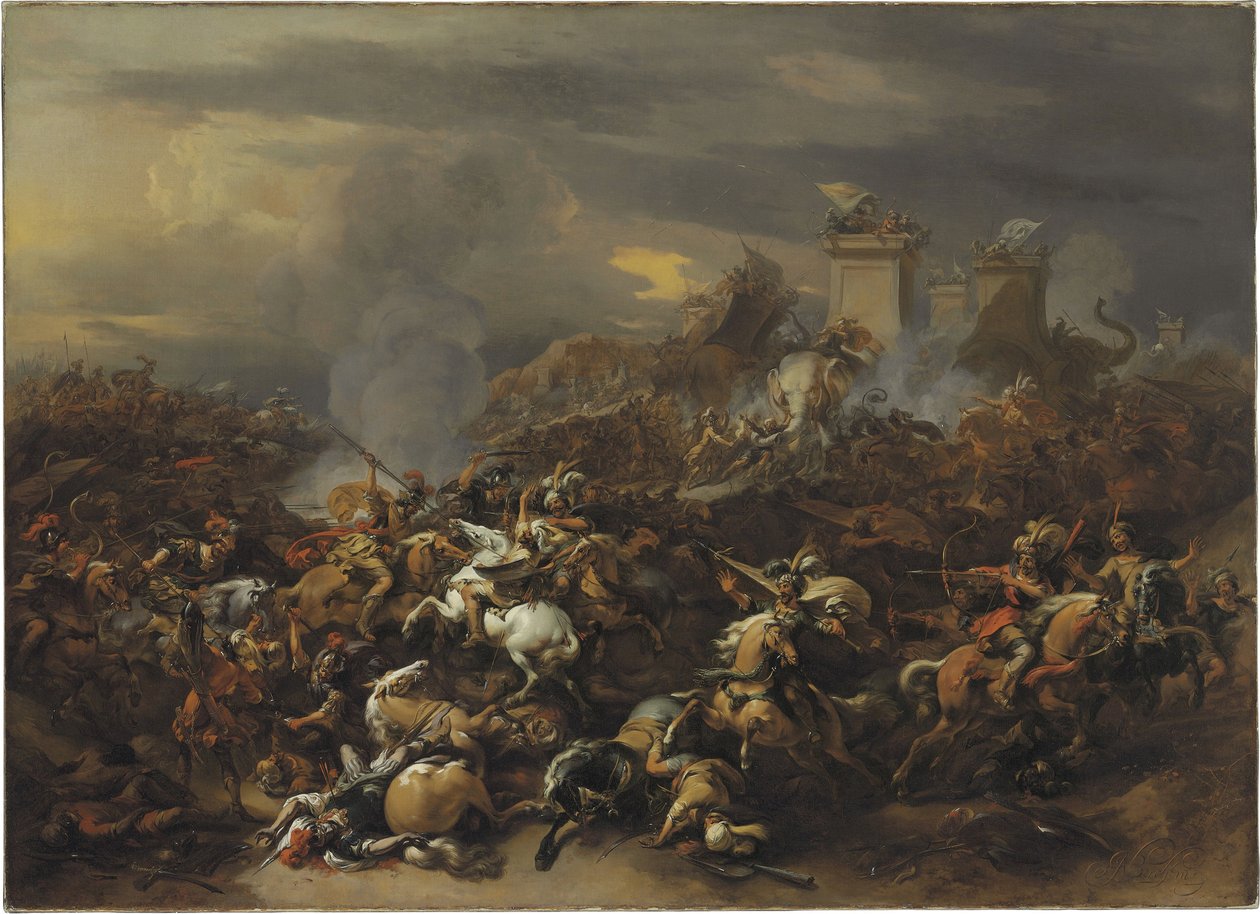 The Battle by Alexander the Great against King Porus by Nicolaes Pietersz. Berchem