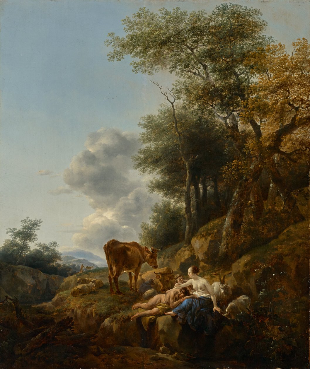 Landscape with a Nymph and a Satyr, c.1647 by Nicolaes Pietersz. Berchem