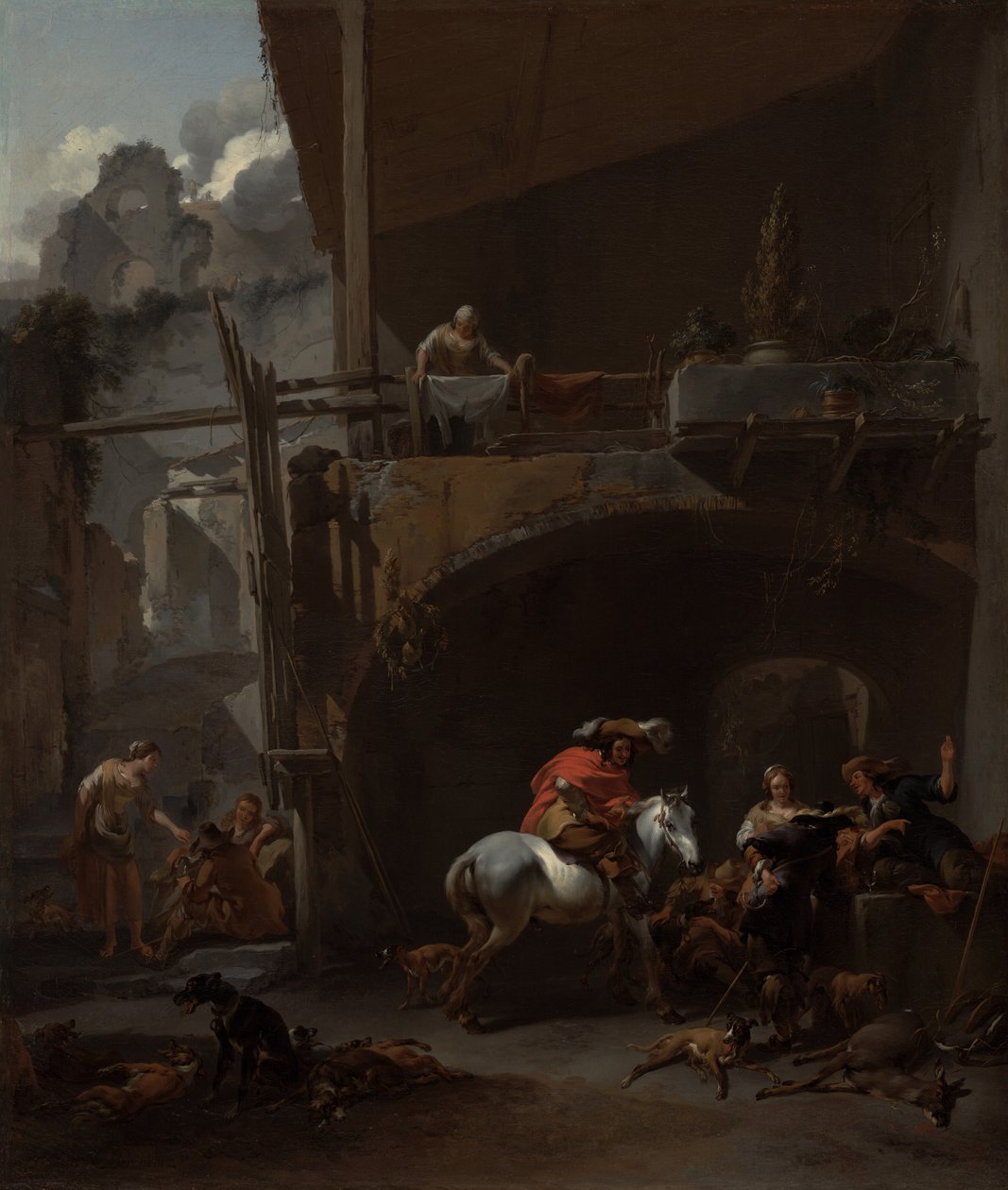 The Return from the Hunt by Nicolaes Pietersz. Berchem
