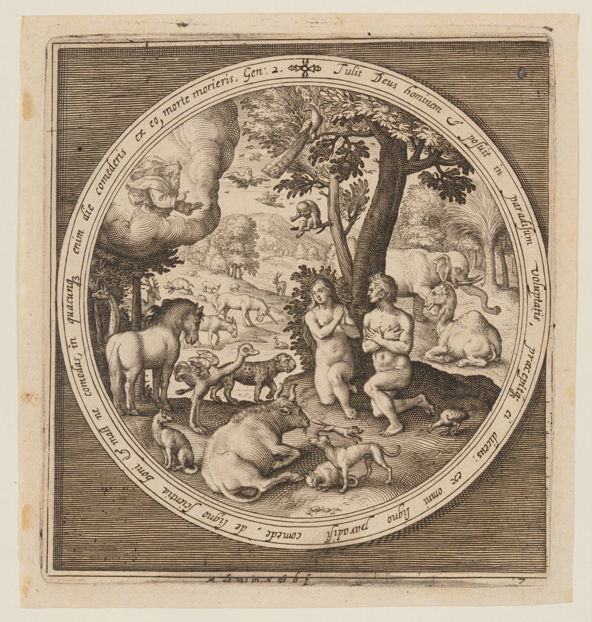 Adam and Eve in Paradise, from The Creation to the Expulsion from Paradise by Nicolaes de Bruyn