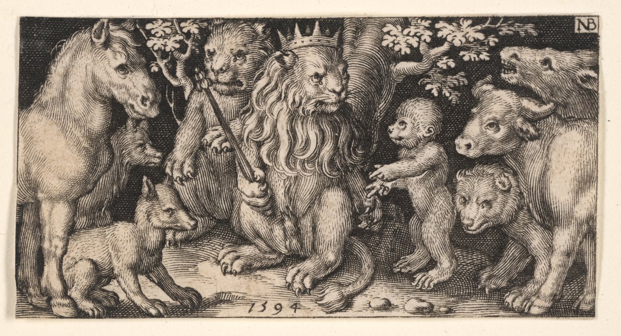 Crowned Lion from Fighting Chimeras and Scenes from Aesop's Fables