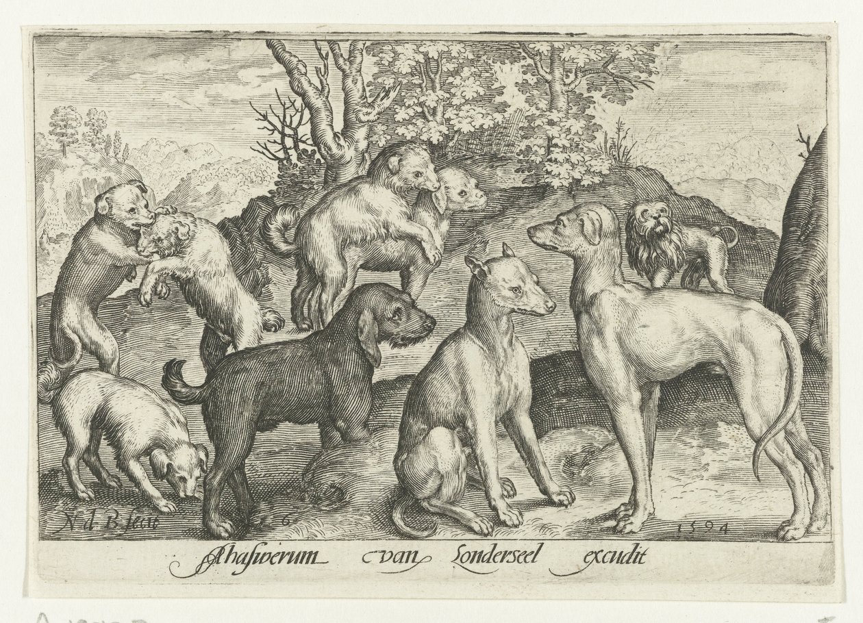 Nine Dogs by Nicolaes de Bruyn