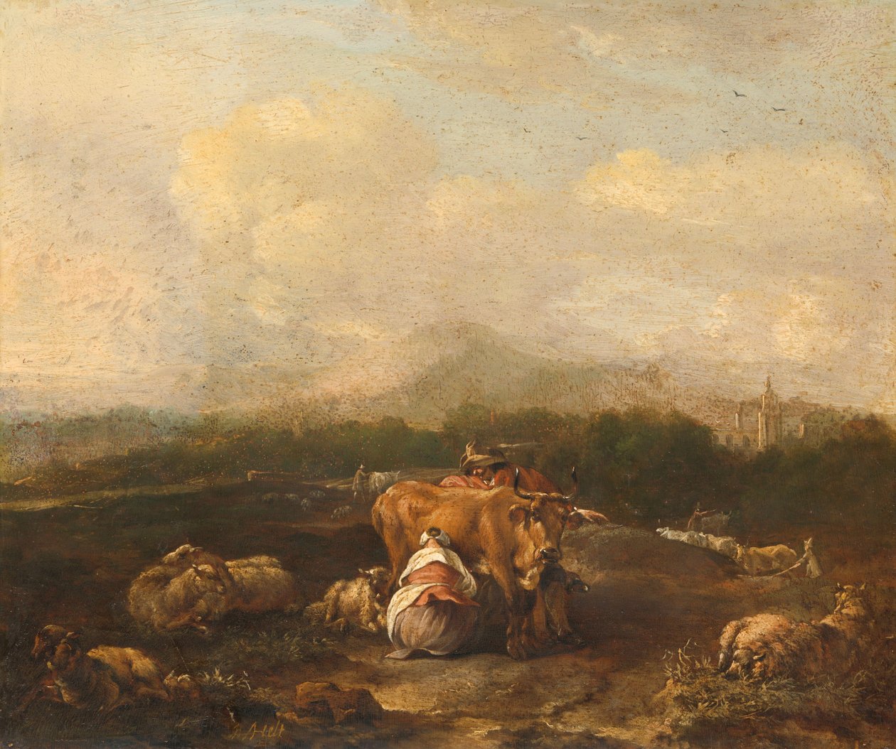 Italian Landscape with Cattle by Nicolaes van Helt Stockade