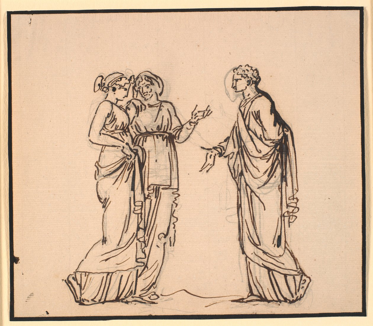 Antique Scene with Three Figures, a Man Talking to Two Women by Nicolai Abildgaard