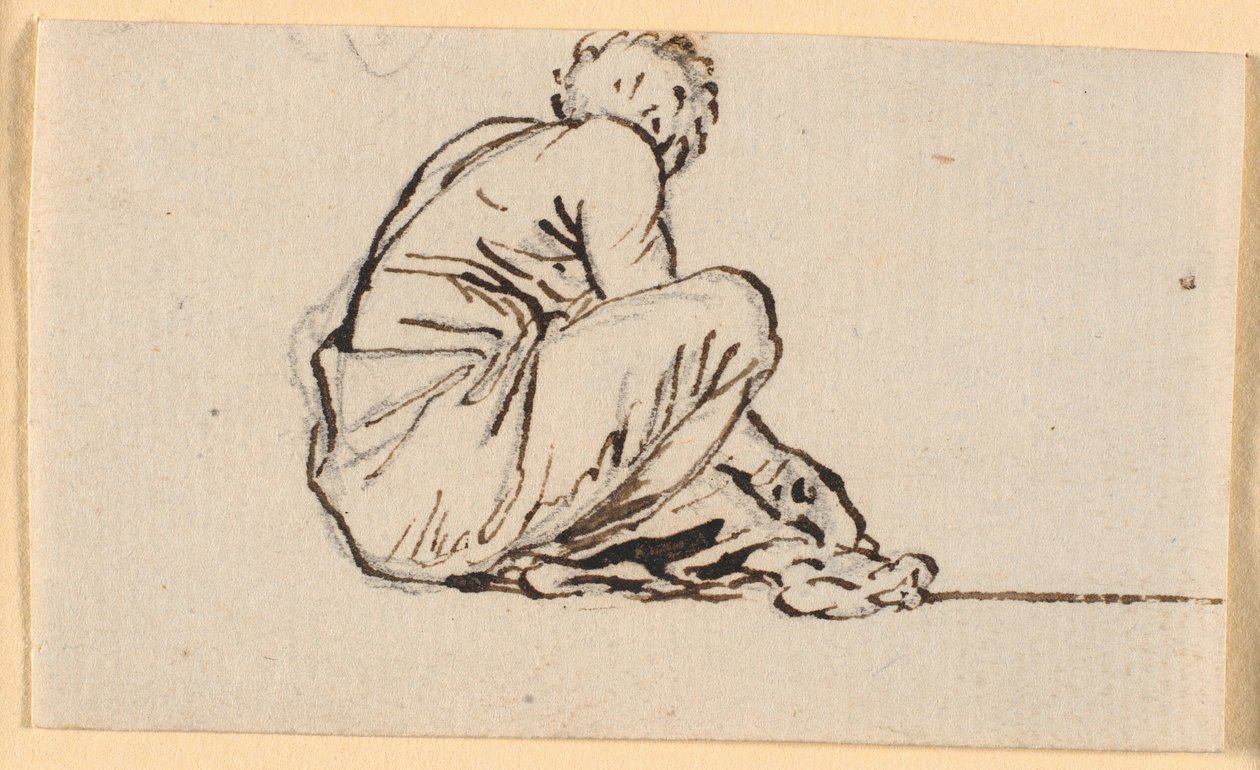 A Man Sitting on His Haunches, Seen from the Side by Nicolai Abildgaard