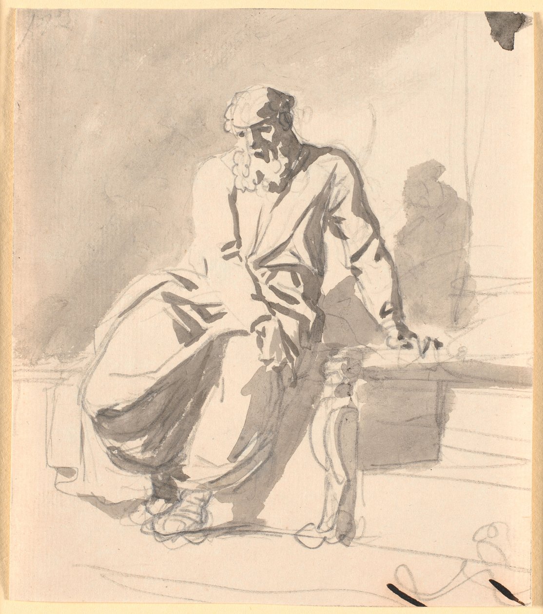 A Seated Antique Male Figure, Probably Anacreon by Nicolai Abildgaard