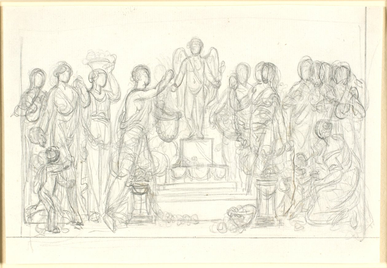 Offering to Amor. The Winged Amor on a Pedestal, Surrounded by Numerous Figures by Nicolai Abildgaard