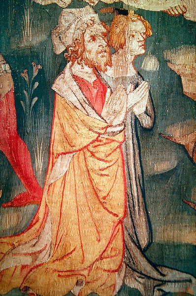 Detail of Men Put to Death by the Beast of the Earth, no. 45 from The Apocalypse of Angers, 1373-87 by Nicolas Bataille