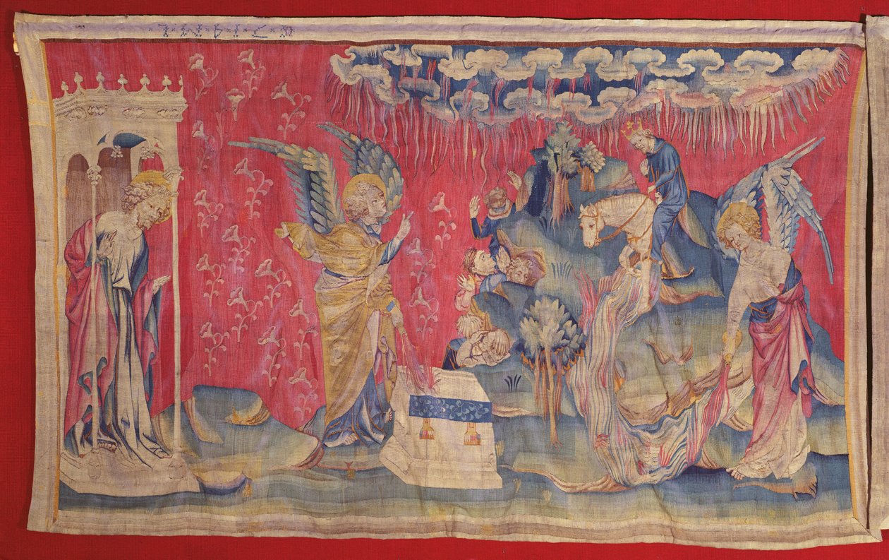 The Fifth and Sixth Flask: The fifth sixth angels pour their flasks on the throne and in the river Euphrates, from the Apocalypse Tapestry of Angers by Nicolas Bataille